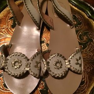 Jack Rogers white and gold sandals